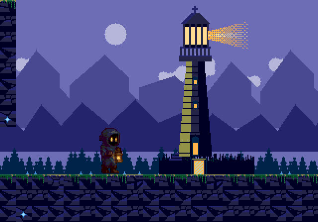 O Farol dos Mundos aceso, ao fim da fase